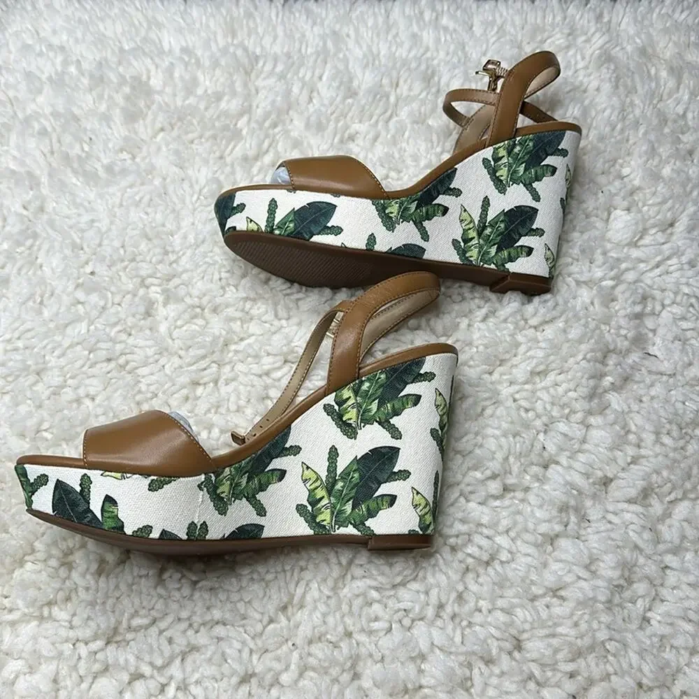 Got It Love it Palm Leaf Vacation Wedge Heels Resort Beach Semi Formal